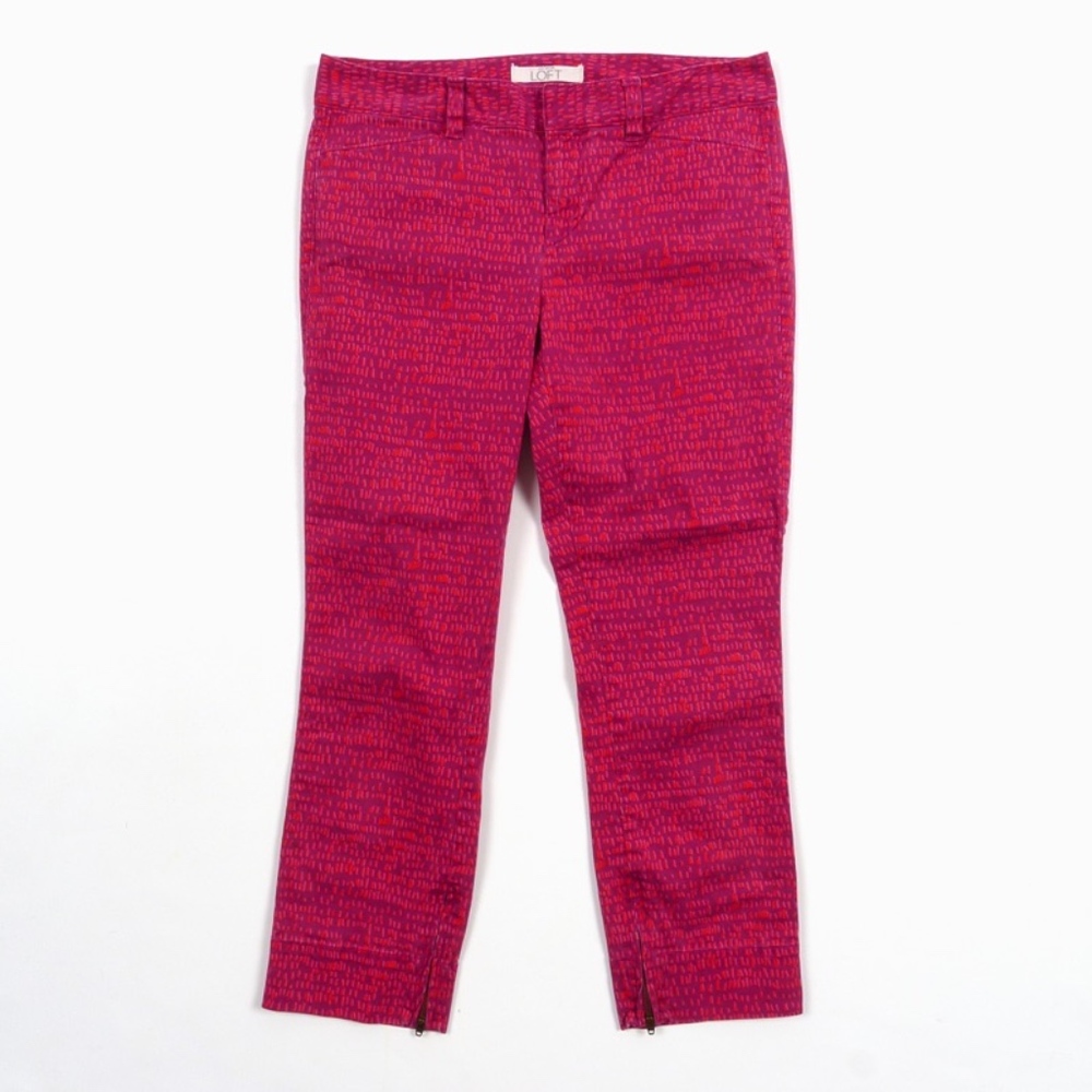 LOFT Marisa Pants Crop Ankle Zip Cuff Women W32 Cotton Stretch NWOT